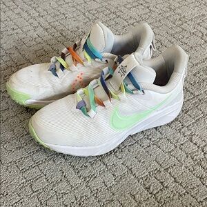 Nike Kids White and Lime Sneakers